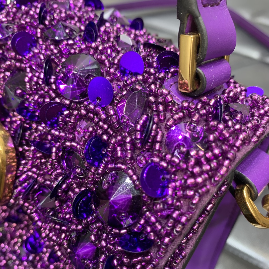 Valentino Garavani Vsling Mini Handbag Entirely Covered in Purple Rhinestones 